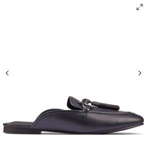 Clarks Women's Pure2 Trim Black Leather Casual Dress Mule Flats Shoes in size 10